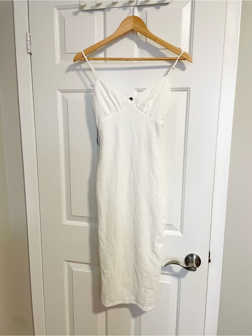 Urban Planet White Textured Midi Slip Dress